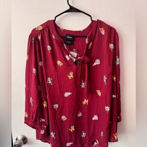 TORRID DISNEY CATS PEASANT BLOUSE - RED size 1 new with tags Marie